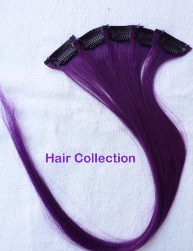 Hair Collection-18" Purple 100% Human Hair Clip in on Extensions - 1.75"widex5pcs