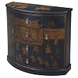 EXP Handmade Oriental Furniture - 33" Antique Style Black Leather Curved Storage Cabinet