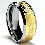 8MM 18K Gold Plated Tungsten Ring with Laser Etched Celtic Design sizes 8 to 12