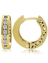 Channel Diamond Huggie Hoop Earrings 14k Yellow Gold (1/3Cttw, SI Clarity, G Color)