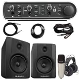 Avid MBox3 Recording Interface, With Monitoring System BX5a Deluxe Speakers, Samson SR850 Studio Headphones and c01 Microphone