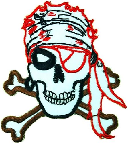 Sailor Pirate Skull Crossbones Punk Goth Patch Iron On Embroidered Applique