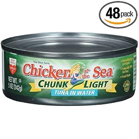 Chicken of the Sea Tuna Chunk Light Water, 5 Ounce Tins (Pack of 48)