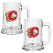 Calgary Flames 2pc 15oz Glass Tankard Set- Primary Logo NHL Hockey