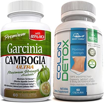 * 3,000 mg 85% HCA 180 Caps * 2 GARCINIA CAMBOGIA ULTRA+1 FREE COLON DETOX (60 Caps. each) ** COMPLETE WEIGTH LOSS PROGRAM w/RESULTS you can SEE ** $ BACK GUARANTEE - 45 DAYS RETURN, NO QUESTION ASKED * FAST SHIPPING available *