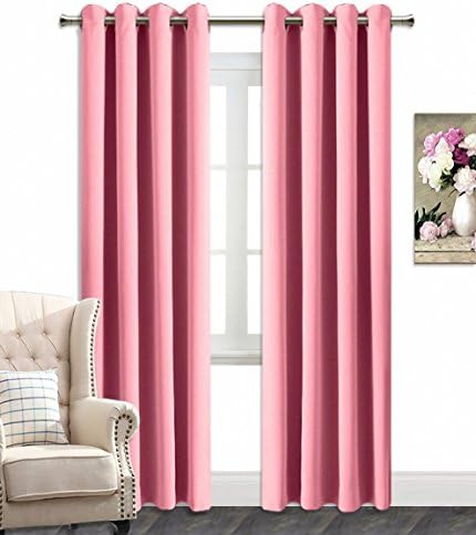 AmazonCurtains Ultra Precise Thickened Environment-friendly and Energy Saving Noise-Reducing Thermal Insulated Blackout Curtains for Bed Room ( One Pair, Pink, W 52 x L 95-Inch, excluding Rod )