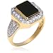 Debonair Style: Gold Vermeil Two-Tone Onyx Ring with CZ Diamond for Men