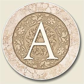 Click here to buy AutoCoaster ~ Monogram initial A ~ Tile Drink Coaster for car cupholder - code 567 by AbsorbaStone.
