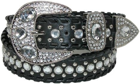 CTM® Womens Western Rhinestones and Studs Belt