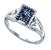 Beautiful White Gold Blue and White Diamond Promise Ring " Size 7 "