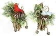 Set of 2 In the Birches Cardinal on Firewood Christmas Ornaments