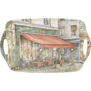 Caf&eacute; Le Marche Themed melamine tray with handles 15.5 by 11 inches