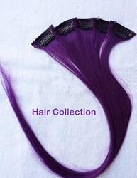 Hair Collection-18" Purple 100% Human Hair Clip in on Extensions - 1.75"widex5pcs