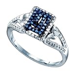 Beautiful White Gold Blue and White Diamond Promise Ring " Size 7 "