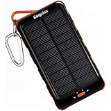 EasyAcc Classic 15000mAh Solar Panel Power Bank with Flashlight External Battery Portable Charger for iPhone Samsung Smartphones Tablets Bluetooth Speaker - Black and Orange
