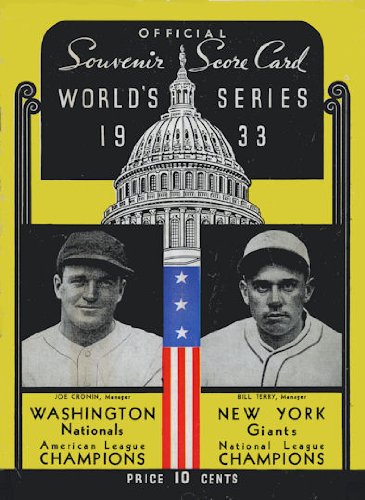 1933 World Series Washington Nationals vs New York Giants Poster