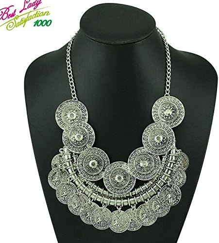 Sweet Brownie Gypsy Bohemian Beachy Chic Statement Necklace Boho Festival Fringe Bib Coin Ethnic Turkish India Jewelry 9586