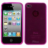 GTMax Durable Transparent Hot Pink Circle Wave Soft Gel Skin Cover Case for Apple iPhone 4S 4 4G 16GB / 32GB 4th Generation