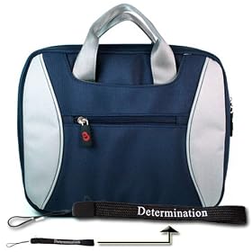 Kroo TAG 2-TONE Nylon Carrying Case (Blue) Compatible For Asus Eee PC T91 Netbook includes a Determination Hand Strap