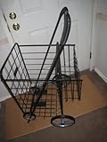Folding Shopping Cart with Double Basket- Jumbo Size Color Black-solid rubber tires with steel spokes