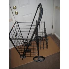 BLACK -Jumbo Folding Cart with Double Basket n chrome wheels-Cart Size: 41.75