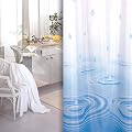 TEXTIL DUSCHVORHANG WEISS BLAU TROPFEN 240 x 180 cm INKL. QUALIT�TSRINGE 240x180 cm