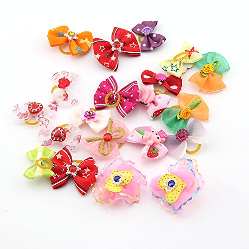 20pcs Pet Animal Dog Hair Bows Accessories with Rubber Bands