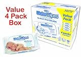 DermaH2O WaterWipes (4 Packs of 60 Baby Wipes)