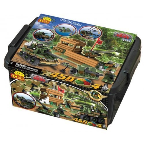 COBI Small Army Military Jungle Base Set includes Tank, Jeep, Fighter Plane and Accessories, 450 Piece Set