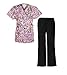 G Med Women's Printed Mock Wrap Top and Pant 2 PC Scrub Set