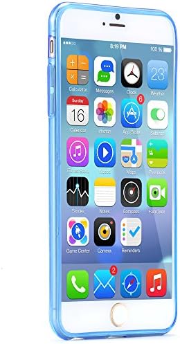 Iphone 6 Case - Extra Super Thin Flexible Clear Cover Rubber Skin, Light Zero Dust-attraction, Soft Silicone Back Case Cover Fit for Iphone 6 4.7inch, Durable Strengthened Bumper Case Frame Blue