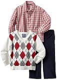 Izod Kids Boys 2-7 Argyle Sweater Plaid Shirt and Pant 3 Piece Set