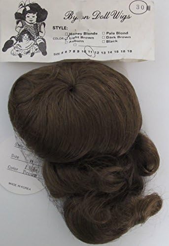 BYRON Craft DOLL HAIR WIG Style B-30 Fits SIZE 11" Color LIGHT BROWN Synthetic JAPAN Fiber HAIR w Long Loose Curls (Made in Korea)