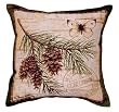 "Gone Camping" Pinecone Branch Decorative Throw Pillow 17"x 17