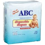 A.B.C. Diapers Large Diapers (22-35 Lbs), 16-Count Packages (Pack of 12)