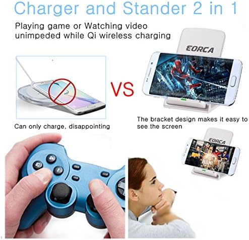 EORCA® Qi 3-Coils Wireless Charging Stand for Tablet PC / Mobile Phone with Wide Charging Area (Ac Adapter Not Included) (Silver)