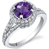 Majestic Sensation 1.25 Carats Amethyst Ring in Sterling Silver Rhodium Finish Size 5 to 9