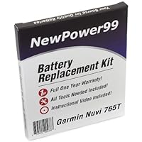 Garmin Nuvi 765T Battery Replacement Kit with Installation Video, Tools, and Extended Life Battery.