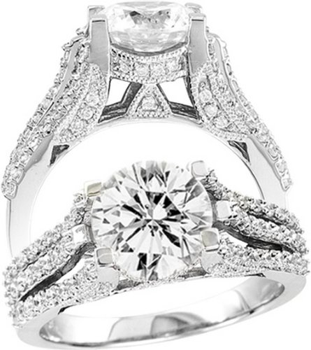 Antique Sterling Silver Cubic Zirconia Vintage Style Engagement Wedding Ring