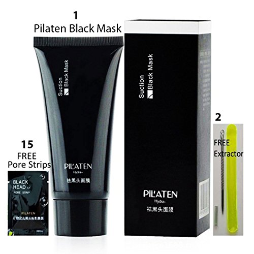 Blackheads Remover Mask, Plus Two Free Extractor Tools and Fifteen Pore Strips for the Nose and T-Zone,Great For Whiteheads, Pimples, and Acne Control New Deluxe Blackhead Remover Kit By Pilaten-JDOHS