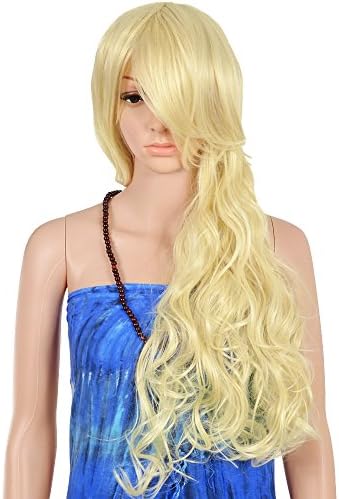 Krodi New Fashion Long Wavy Wig/Hair Cosplay Wig Long Big Curly Wig Full Wavy Wig Heat Resistant Wig Costume Party Wig for Women (Light Blonde)