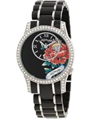 Ed Hardy Womens JA-BK Quartz Watch with Black Dial