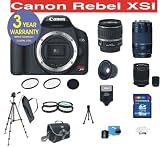 Canon EOS Rebel XSI 450D 12.2 MP Digital Camera with Canon EF-S 18-55mm IS Lens + Canon 75-300mm f/4-5.6 Telephoto Zoom Lens + Rokinon 500mm F/8 Lens with 2x Converter (=1000mm) + .42x Wide Angle Lens with Macro + +1, +2, +4, +10 4 Piece Macro Close Up Kit + 16 GB Memory Card + Multi-Coated UV Filter (2) + Multi-Coated Polarizer Filter + Digital Slave Flash + 50 Titanium Anodized Tripod + Deluxe Camera Bag + 6 Piece Accessory Kit + 3 Year Warranty Repair Contract