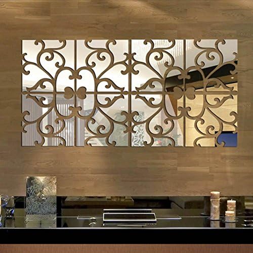 TingE® DIY 32pcs/set 3D Mirror Wall Stickers Acrylic Mural Sticker Home Decoration Silver