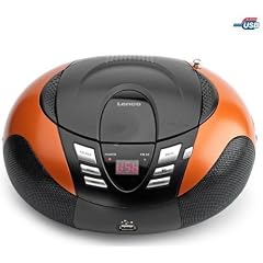 Lenco SCD-37 Tragbares UKW-Radio mit CD-Player (USB 2.0) orange