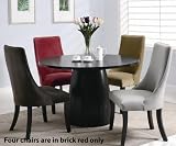 Cheap 5pc Dining Table and Parson Chairs Set in Black Satin Finish