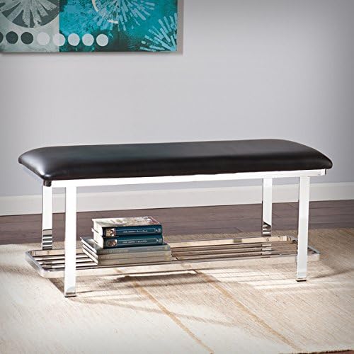 Upton Home Arden Bench, Black/chrome finish