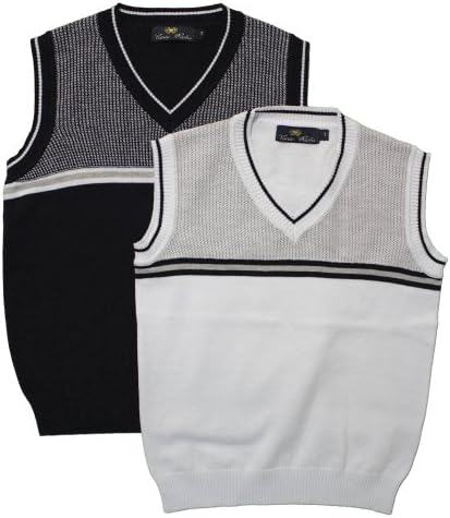 Viero Richi Boys Fine Cotton V-neck Sweater Vest - 2 Colors Available (Sizes 2-16)