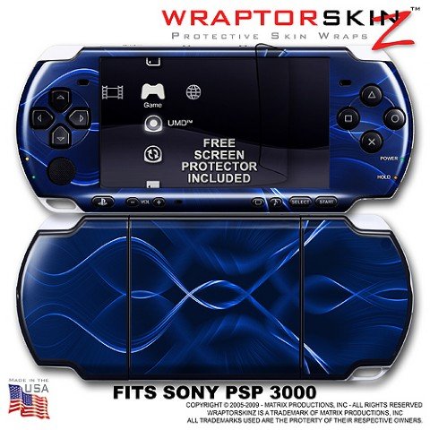 Abstract 01 Blue WraptorSkinz Skin and Screen Protector Kit fits Sony PSP 3000