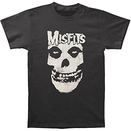 Misfits Men's Distressed Skull Slim Fit T-shirt Coal